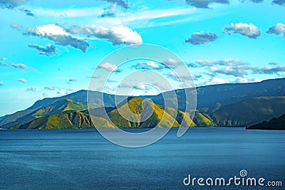 Where the Hills Meet the Lake, Holbung Hill, Samosir Island Stock Photo