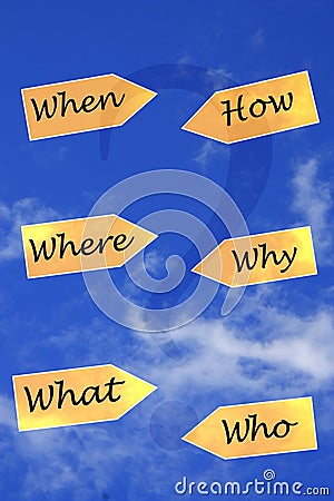 When, where, what, how, why, who Stock Photo