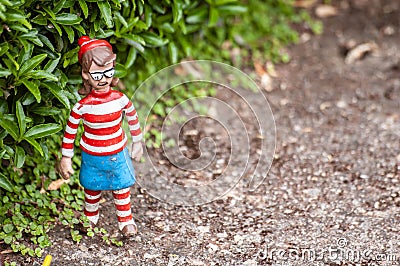 Wheres Wally Wilma figurine at a model village Stock Photo