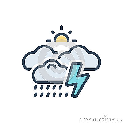 Color illustration icon for whether, wet weather and downpour Cartoon Illustration