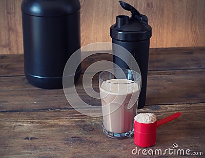 Whey protein powder Stock Photo