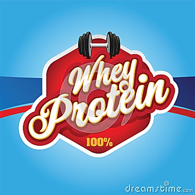 Whey Protein sign red label Vector Illustration