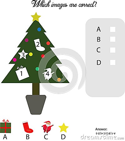 Simple game to guess the correct piece in the tree for kids Stock Photo