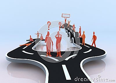 Which path will you choose? The laziness or the hardship? (3D) Stock Photo