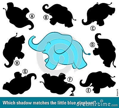 Which shadow matches the cartoon elephant Vector Illustration