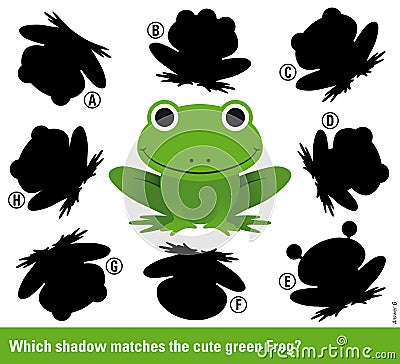 Which shadow matches the green cartoon frog Vector Illustration