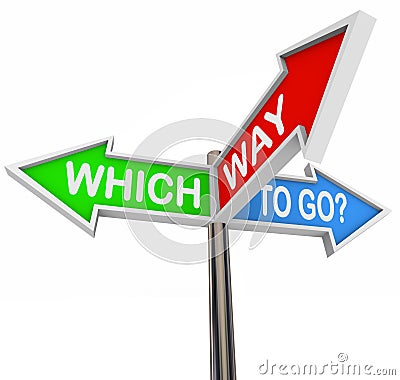 Which Way to Go - 3 Colorful Arrow Signs Stock Photo