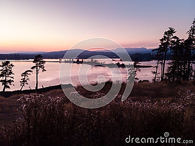 Whiffin Spit in Sooke, BC at sunset Stock Photo