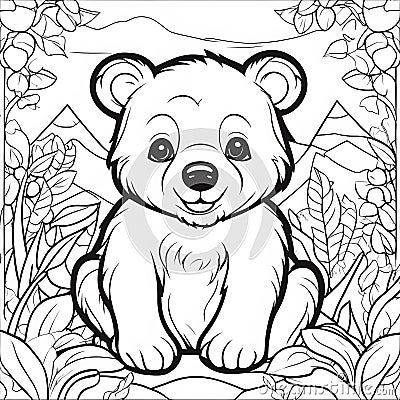 Whimsical Baby Bear Coloring Book: Wild Kids' Imagination Stock Photo