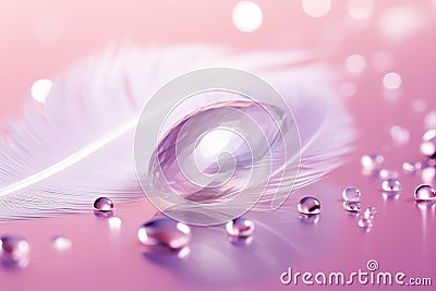 Whimsical Beauty: A Soft Feather on a Teasing Pink Background Stock Photo