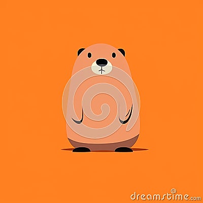 Whimsical Beaver Cartoon On Orange Background Cartoon Illustration