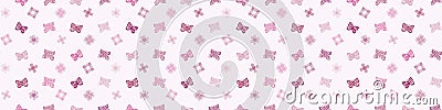 Whimsical butterfly seamless vector border. Beautiful garden bug for viva magenta washi tape. Vector Illustration