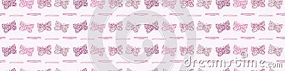 Whimsical butterfly seamless vector border. Beautiful garden bug for viva magenta washi tape. Vector Illustration