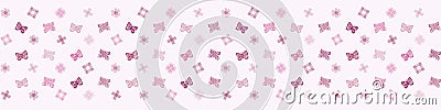 Whimsical butterfly seamless vector border. Beautiful garden bug for viva magenta washi tape. Vector Illustration