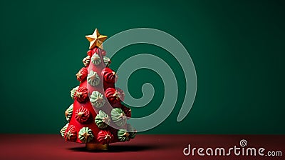 Whimsical Christmas Tree Cupcake: Minimalist Delight for Festive Celebrations. Stock Photo