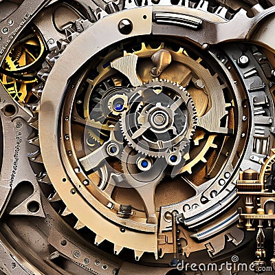 A whimsical clockwork city, where gears and cogs power every aspect of life3, Generative AI Stock Photo