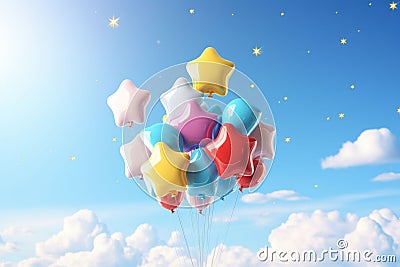 Whimsical and colorful starshaped balloons Stock Photo