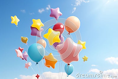 Whimsical and colorful starshaped balloons Stock Photo