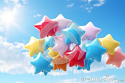 Whimsical and colorful starshaped balloons Stock Photo