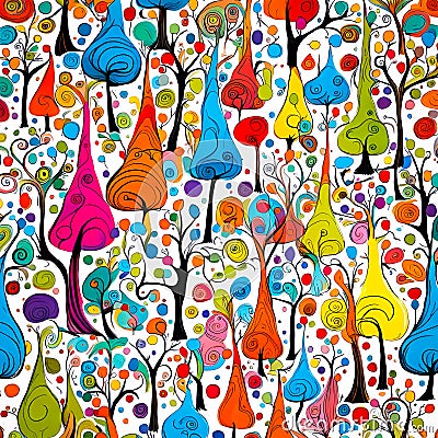 Whimsical, colorful trees Stock Photo