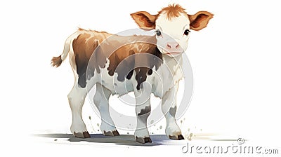 Whimsical Cow Illustration With Studio Ghibli Vibes Cartoon Illustration