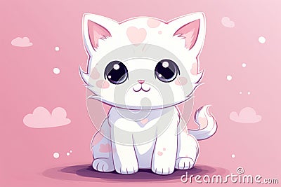 Whimsical Cute kawaii cat. Generate Ai Stock Photo