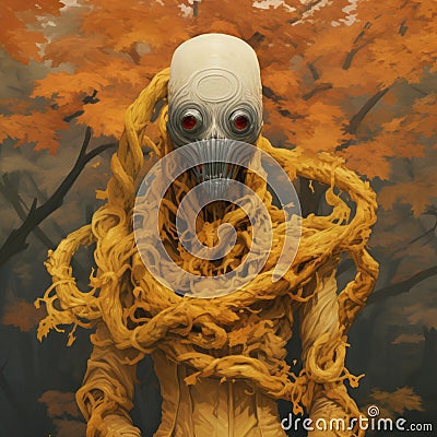 Whimsical Cyborgs A Dystopian Cartoon With Tangled Threads Stock Photo