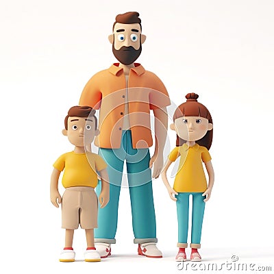 Whimsical 3D art brings to life a playful family trio with bright colors and charming expressions Stock Photo