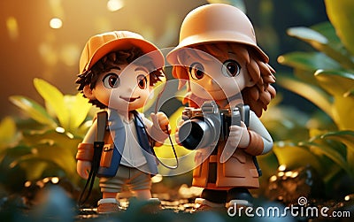 Whimsical 3D Cartoon Characters World Photography Day Natu Theme. Generative AI Stock Photo