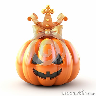 Free Download: Cute Halloween Pumpkin With Gold Crown 3d Design Stock Photo