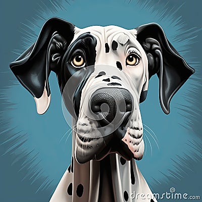 Whimsical Dalmatian Portrait With Playful Cartoons And Detailed Background Cartoon Illustration