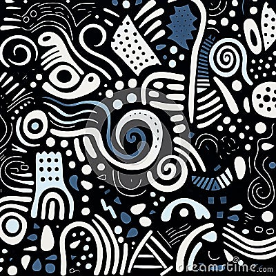 Whimsical Doodle Poster With Bold Geometric Forms In Igbo Art Style Cartoon Illustration