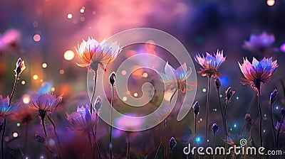 whimsical fairy flowers Cartoon Illustration
