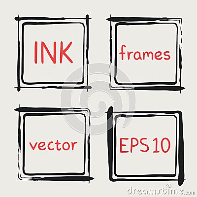 Whimsical frames hand painted with brush Vector Illustration