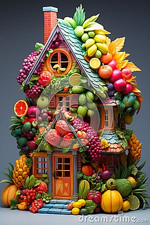 Whimsical Fruit and Vegetable house Stock Photo