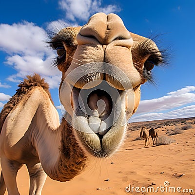 Camel Comedy: Hilarious Close-Up of Big Lips Stock Photo