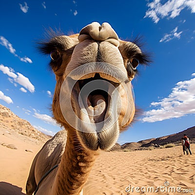 Camel Comedy: Hilarious Close-Up of Big Lips Stock Photo