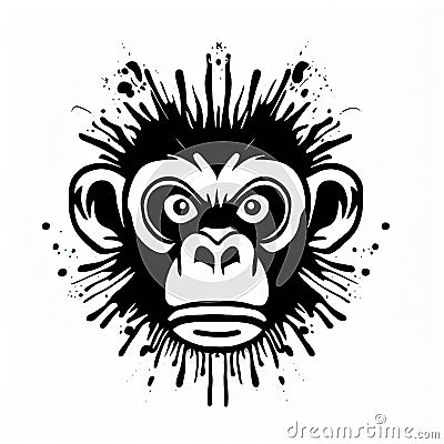 Whimsical Guardian: Monkey Face Vector Art on White,Generative AI Stock Photo