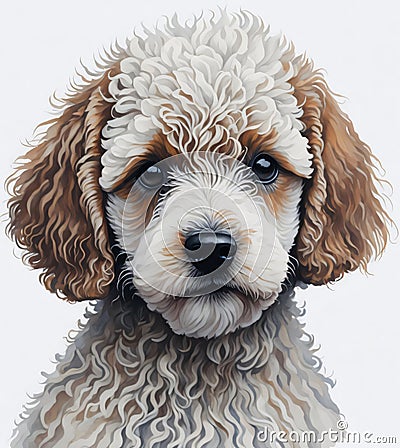 Whimsical Harmony: A Captivating Watercolor Portrait of a Cute Cavapoo Stock Photo
