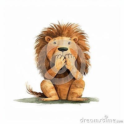 Whimsical Illustration Of A Lion With Covered Hands By Jon Klassen Cartoon Illustration