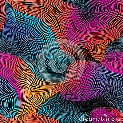 Whimsical Journey: Psychadelic Etch-a-Sketch Moire Seamless Pattern, Generative AI Stock Photo