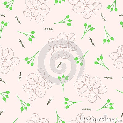 Whimsical leaves and berries Vector Illustration