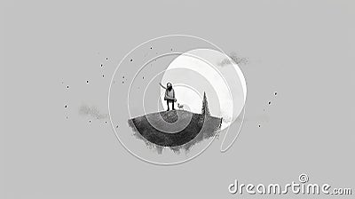 Whimsical Minimalist Storybook Illustration In The Style Of Shel Silverstein Stock Photo