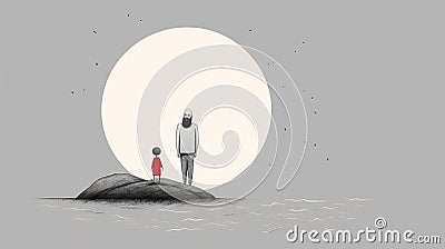 Whimsical Minimalist Storybook Illustration In The Style Of Shel Silverstein Cartoon Illustration