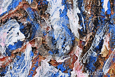 Whimsical mixes of layers of thick paint. A sketch in the style of abstract expressionism. Stock Photo