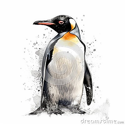 Whimsical Penguin Illustration for Invitations and Scrapbooking. Stock Photo