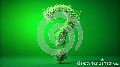 Whimsical Question Mark Particle Bounce: Playful Green Screen Effect AI Generated Stock Photo