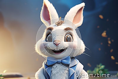 Whimsical rabbit character with a bow tie Stock Photo