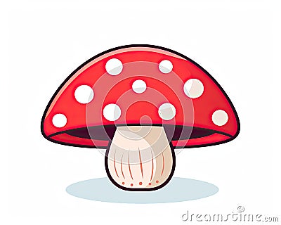 Whimsical Red Mushroom with Playful Polka Dots in a Simple Illustrative Style - Generative AI Stock Photo