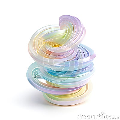 A whimsical spiral resembling a mainspring, with a silky pastel finish Stock Photo